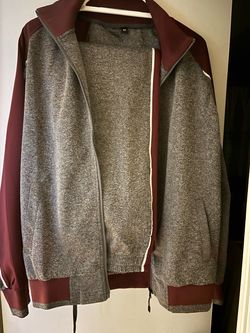 Men’s Gray and Burgundy Zip-Up Jacket and pants – Size M