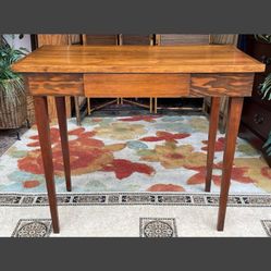 All Wood Antique Vintage Table Desk w Drawer- 34L x 29H x 17D 