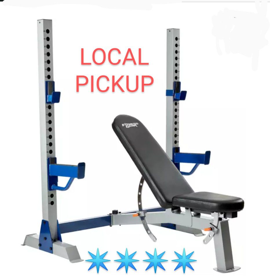 Olympic Weight Bench Incline / Decline / Squat Rack / Fitness Gear Pro OB 600