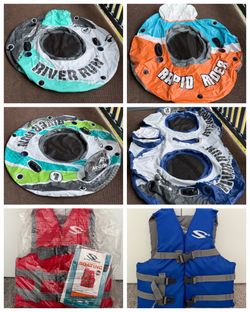 River Tubes & Stearns Life Jackets – Great Condition