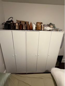 White IKEA Kleppstad Closets