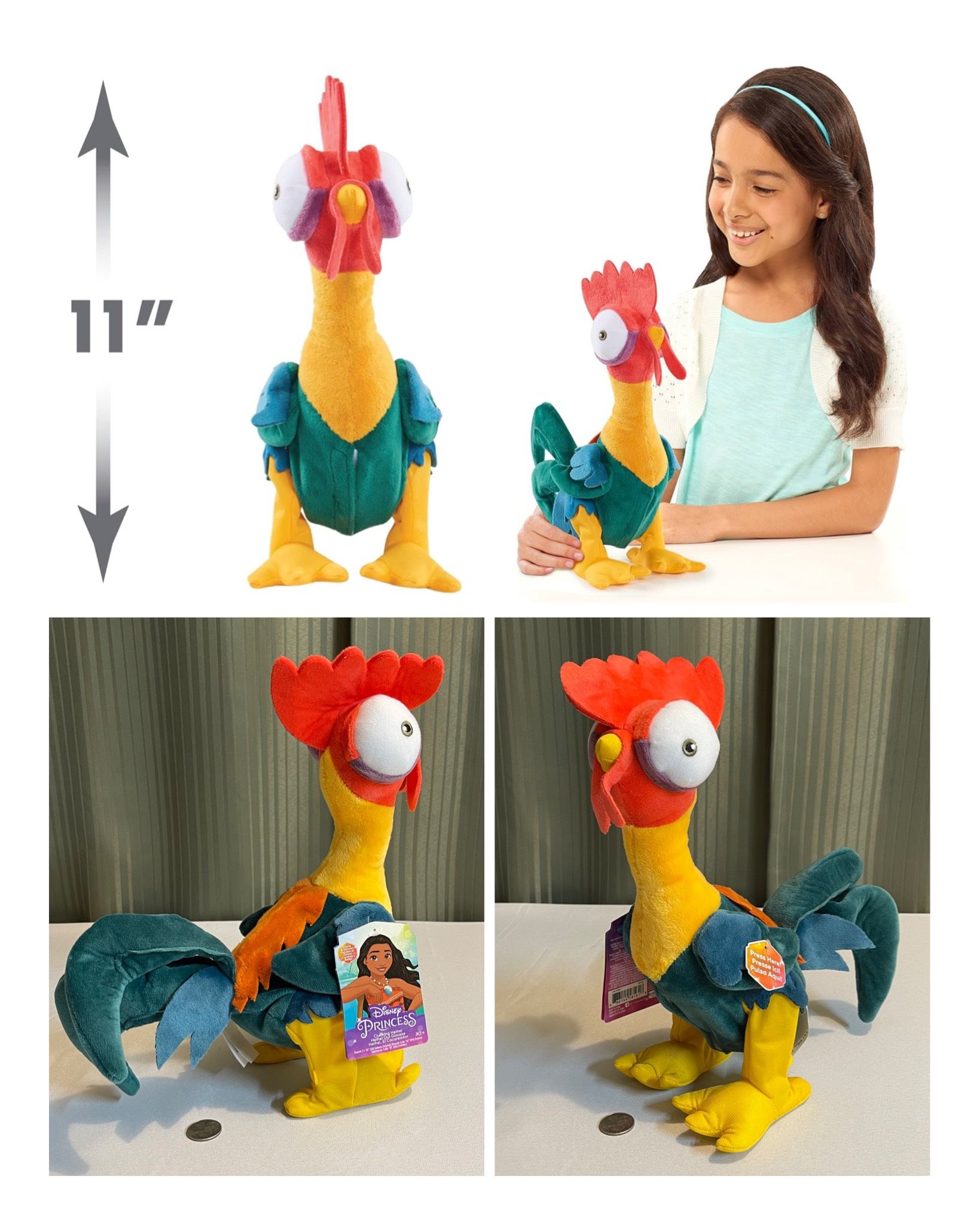 Moana 11-inch Hei Hei Plush with Sounds and Dancing - Stuffed Animal - Ship Only