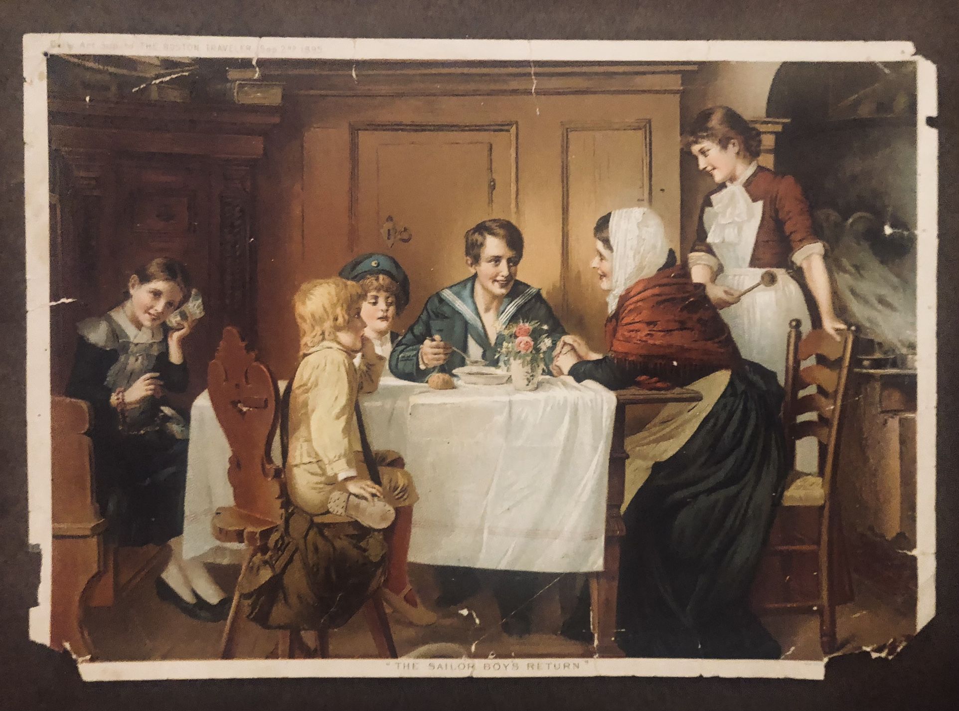Antique The Boston Traveler Sept. 2, 1895 - The Sailor Boy Returns Print 11 X 8”