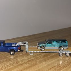 Hot Wheels RAM, Ertl RAM Dually & Gooseneck Trailer Toy 