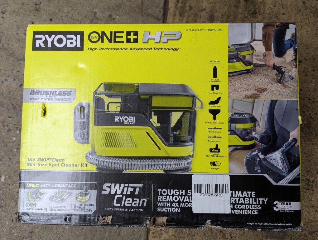 Ryobi 18v Brushless SwiftClean Mid Size Spot Cleaner Kit