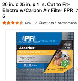 20 in. x 25 in. x 1 in. Cut to Fit-Electro w/Carbon Air Filter FPR 5 (8pieces per pack)