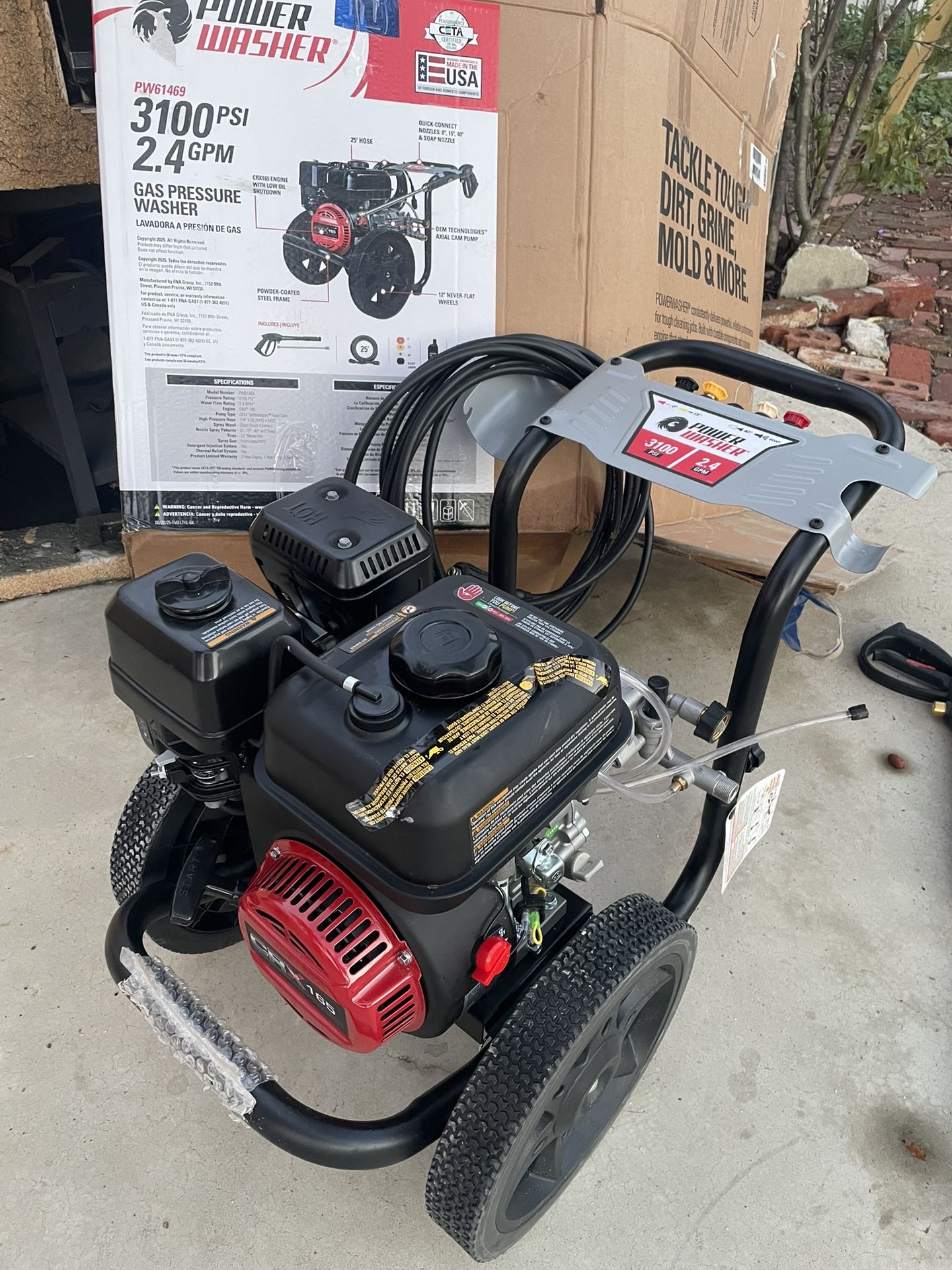 3100 PSI 2.4 GPM Gas Pressure Washer, Engine (50 State), Reliable Residential Cold Water Power Cleaner