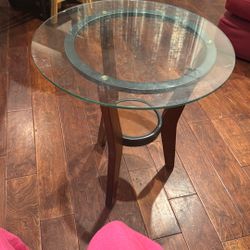 Glass And Wood Side Table