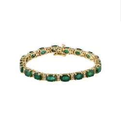 14k Emerald And Diamond Bracelet 