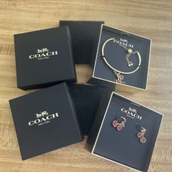 Coach Cherry Bracelet And Necklace Set