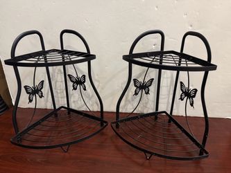 Metal Corner Butterfly Plant Stands Set of 2