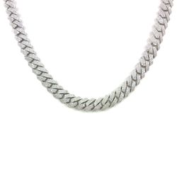 925 Sterling Silver CZ Monaco Chain Necklace | 22 Inches, 13.5mm, 75.40 grams