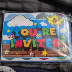 Super Mario Bros Invitation 20 Pack
