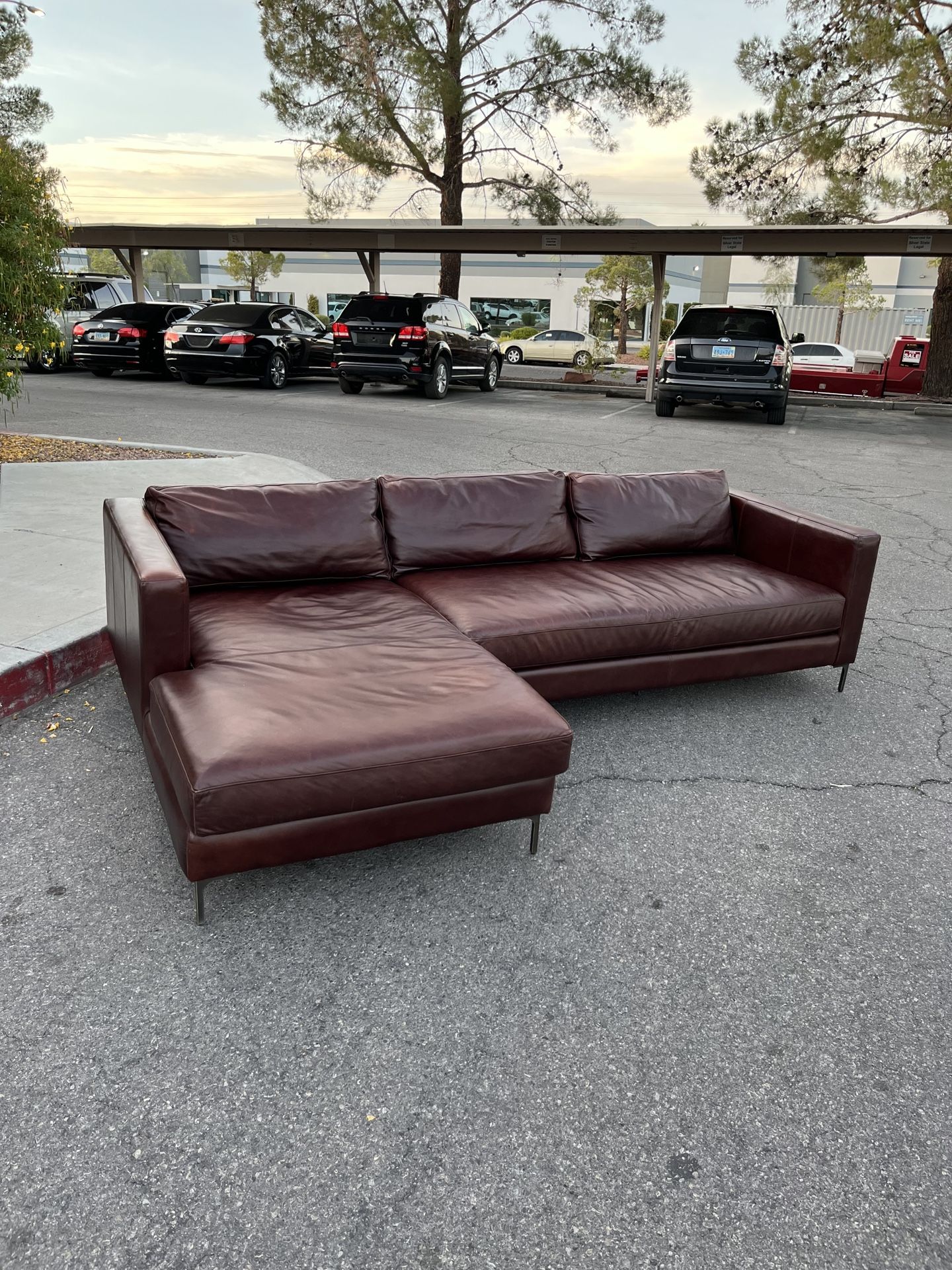 Pottery Barn Leather Chaise Sectional ( Can Deliver For $10 )