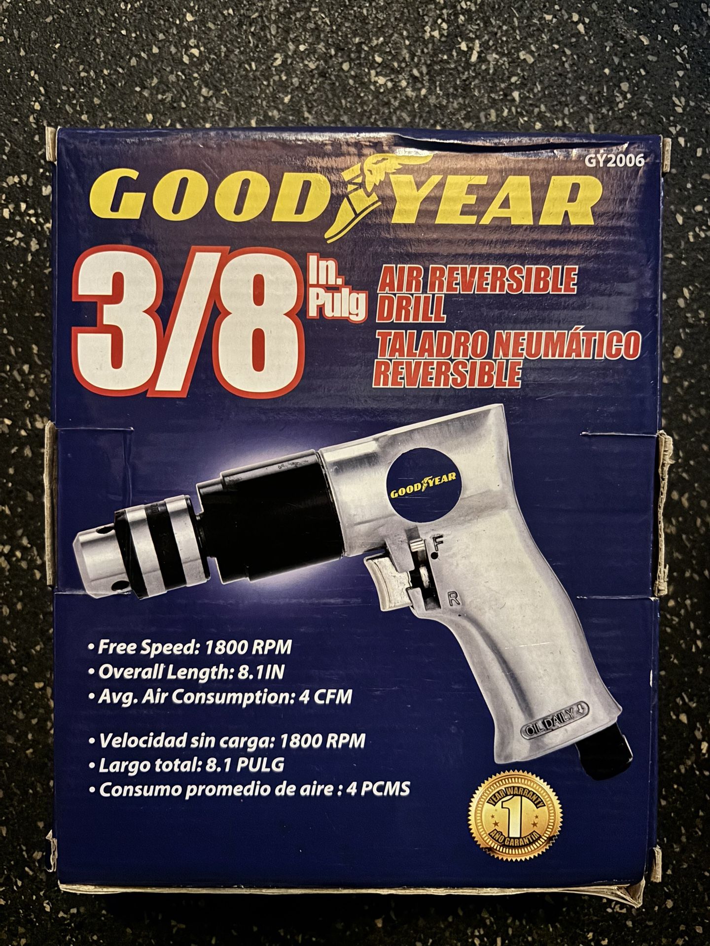 New Goodyear 3/8" Reversible Air Drill $40