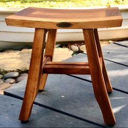 EcoDecors Teak Satori Style Shower Bench Stool Chair: 14.5”x14”x10” 