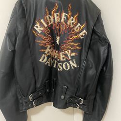 Harley Davidson Ride Free Leather Jacket w/ Embroidery Men’s Large