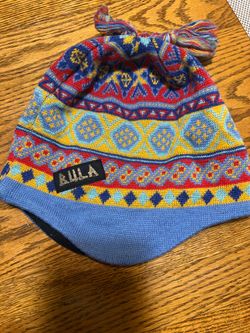 VTG BULA Ski  Winter Hat Ear Flaps Fleece Multi Wool Poly Tassel Kids