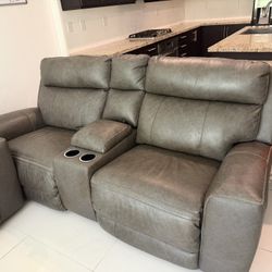 Electric Reclining LeatherSofa – Like New (Purchased 2 Years Ago)