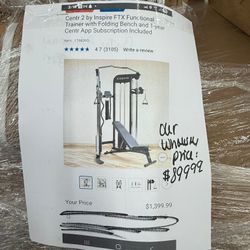 Centr 2 by Inspire FTX Functional Trainer with Folding Bench and 1 year Centr App Subscription Included