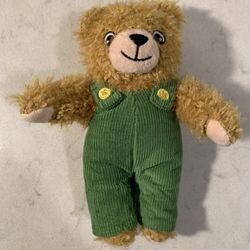 Yottoy Little Corduroy Bear Plush Stuffed Animal 2011 Green Overalls