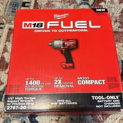 Milwaukee New 1/2” High Torque Impact Wrench 18M Fuel