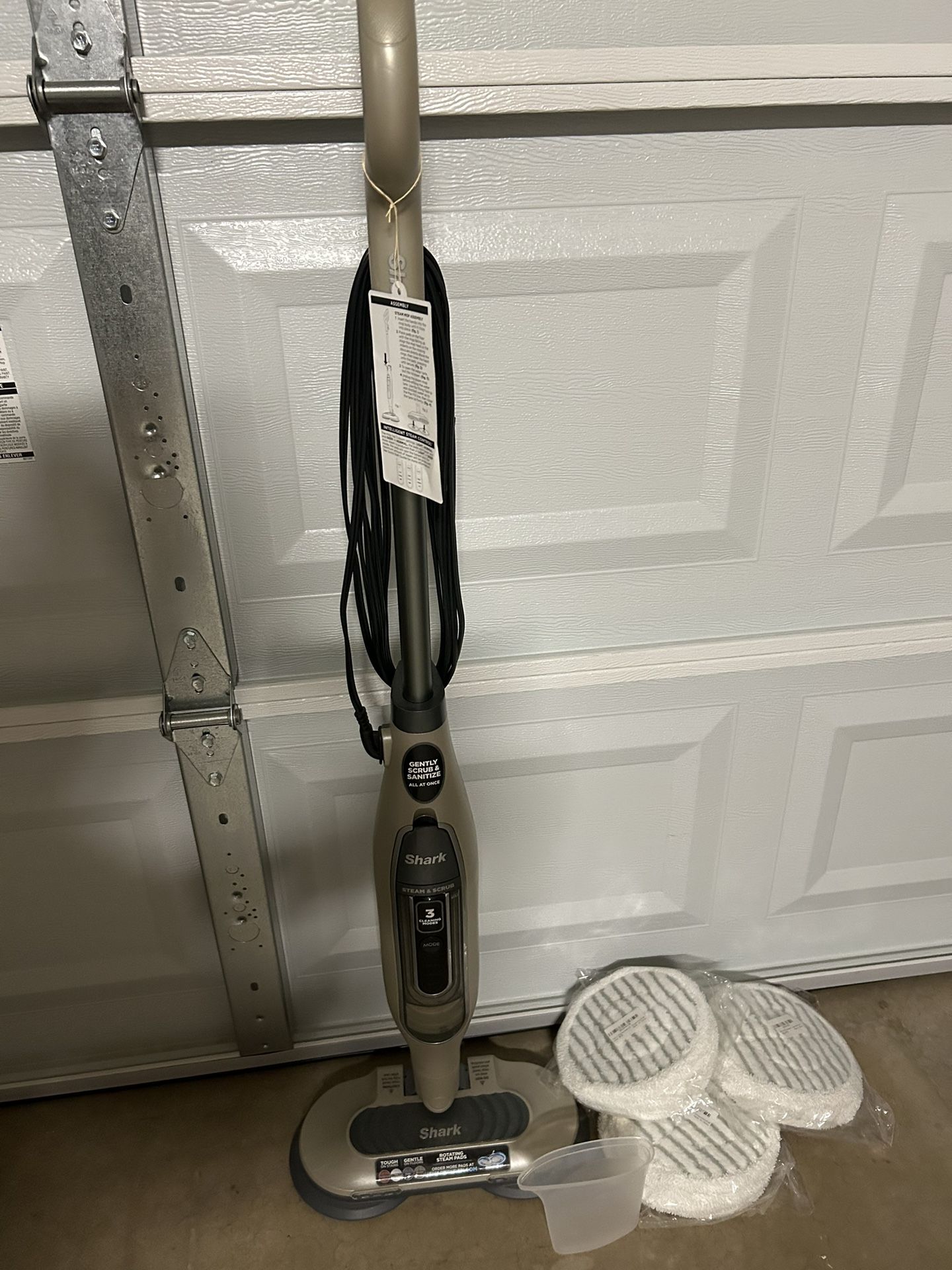 Shark S7001 Mop, Scrub & Sanitize at The Same Time, Designed for Hard Floors, with 4 Dirt Grip Soft Scrub Washable Pads, 3 Steam Modes & LED Headlight