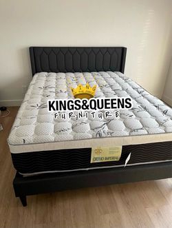 New Queen bed frame with mattress