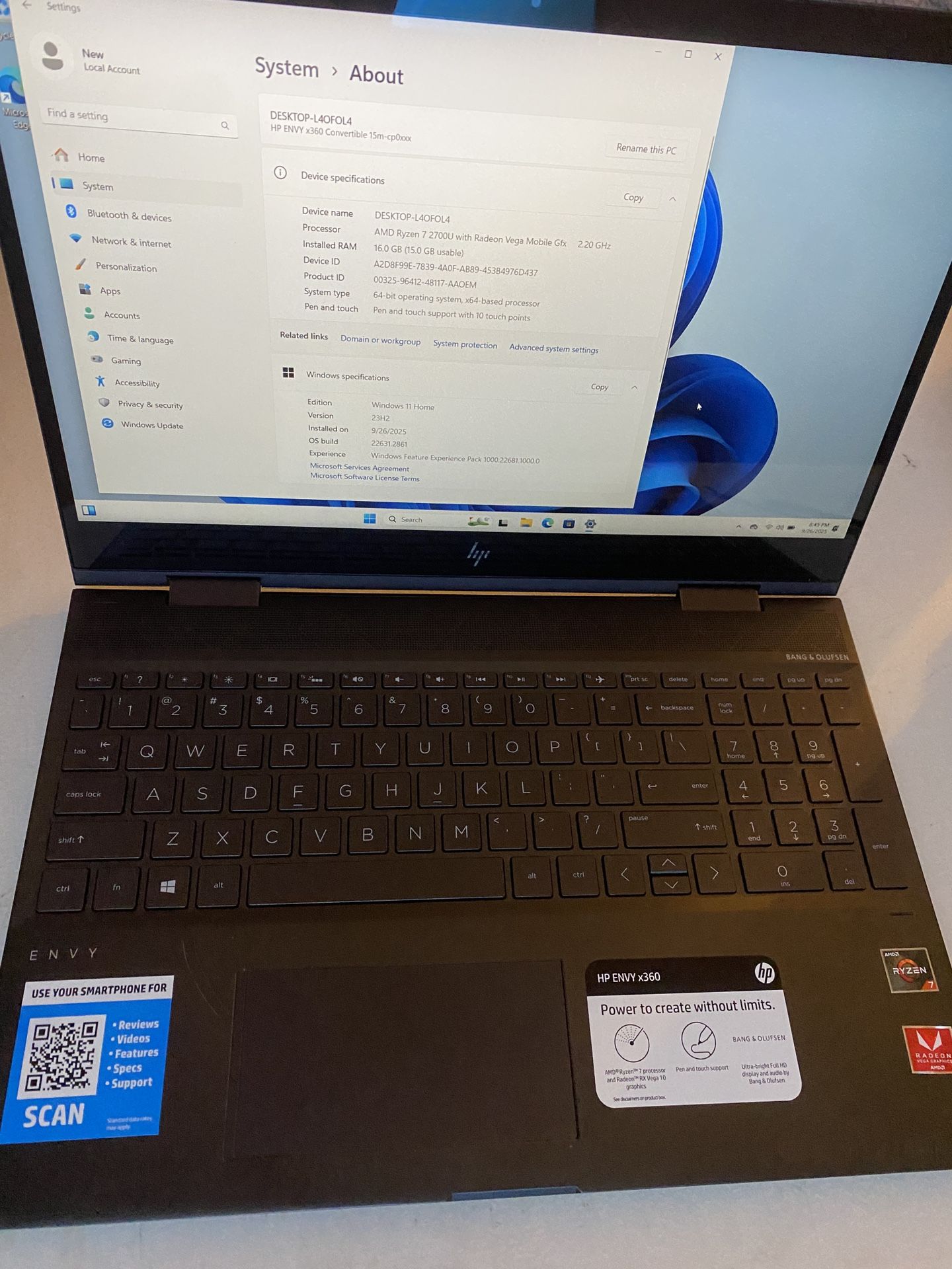 HP Envy x360 Convertible Ryzen 7 32g Ram