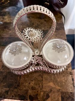 Silver/Clear Sugar- Cream Set in a Carrier