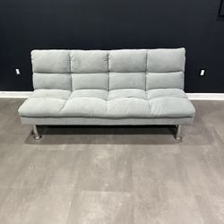 Gray Fabric Futon With Adjusting Back Rest