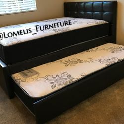 Full/Twin Expresso Trundle Beds w. Orthopedic Mattresses Included 