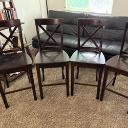 (4) Brown Bar Stool Counter Chairs