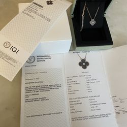 Van Cleef & Arpels Vintage Alhambra 2023 Holiday Necklace – Obsidian & Diamond, 18K Rose Gold 