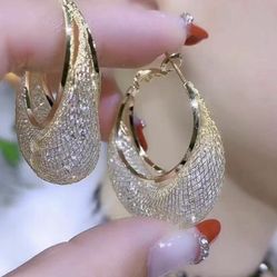 Beautiful Dazzling Mesh Crystal Hoop Earrings
