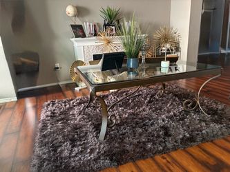Glass Top Coffee Table with Gold Metal Base
