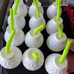 12 Golf Ball Cups With straws 