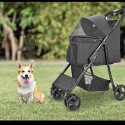 Wedyvko Dog Stroller for Dogs Cats, Pet Stroller with Adjustable Canopy, Basket, Dog
