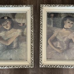 Vintage Set 2 Ballerina Framed Prints By Huldah