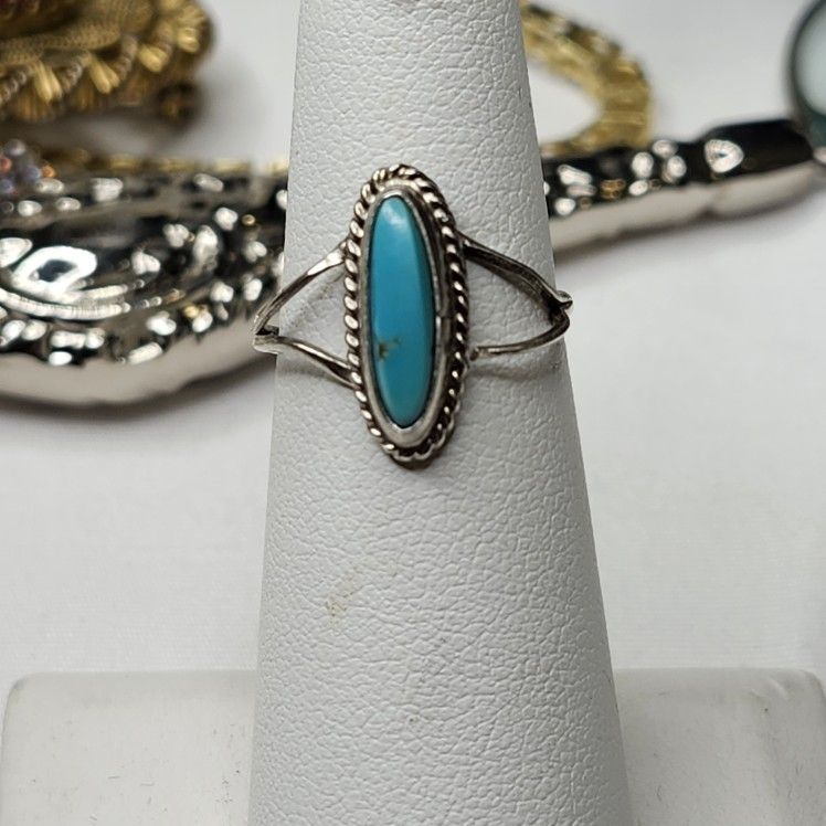 Vintage Navajo Turquoise Sterling Ring Size 4.5 Native American