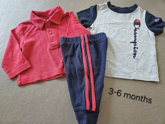 Baby Boy 3-6 month (Champion Shirt, Red Polo & Sweatpants)