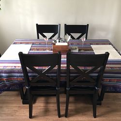 Dining Table (Dark Wood) with 6 Chairs