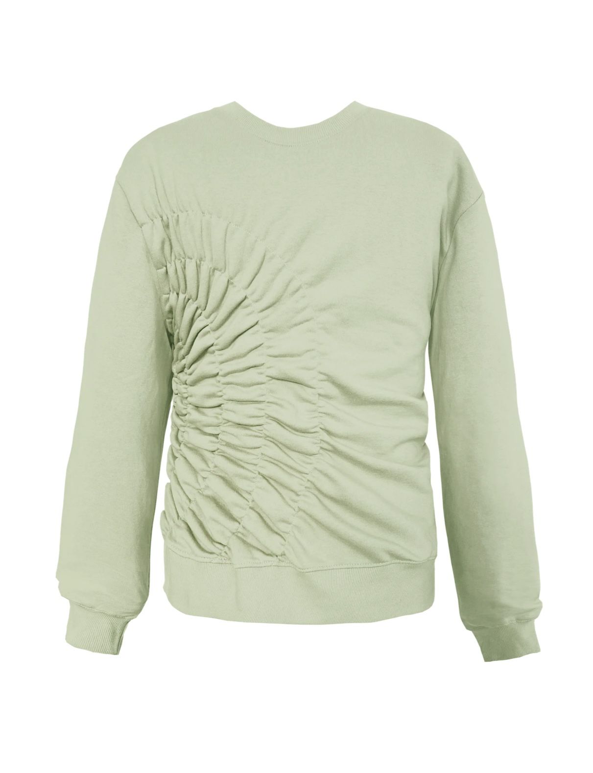Georgia Hardinge Oversized Organic Ruched Fleece Green Crew Sweatshirt Sz. M/L
