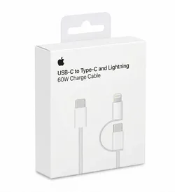 60W 2-in-1 USB-C & Lightning Fast Charging Cable – White