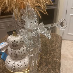 17.75" Icy Crystal Acrylic Trumpeting Christmas Nutcracker Figure