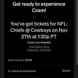 Cosm GA Cowboys Vs Chiefs Thanksgiving Game