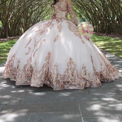 Rose Gold Quinceañera Dress XS 