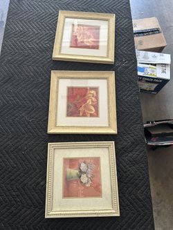 Set of 3 Framed Floral Wall Art Prints – Vintage Style (Made in Canada) 
