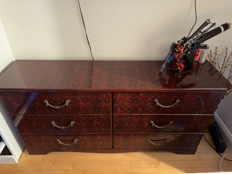 Bedroom Dresser (Real Wood) Burgendy, 65x32x16.5 inch