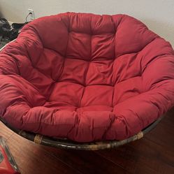 Indoor/outdoor 2 Papasan Chairs Red And Black Cushion